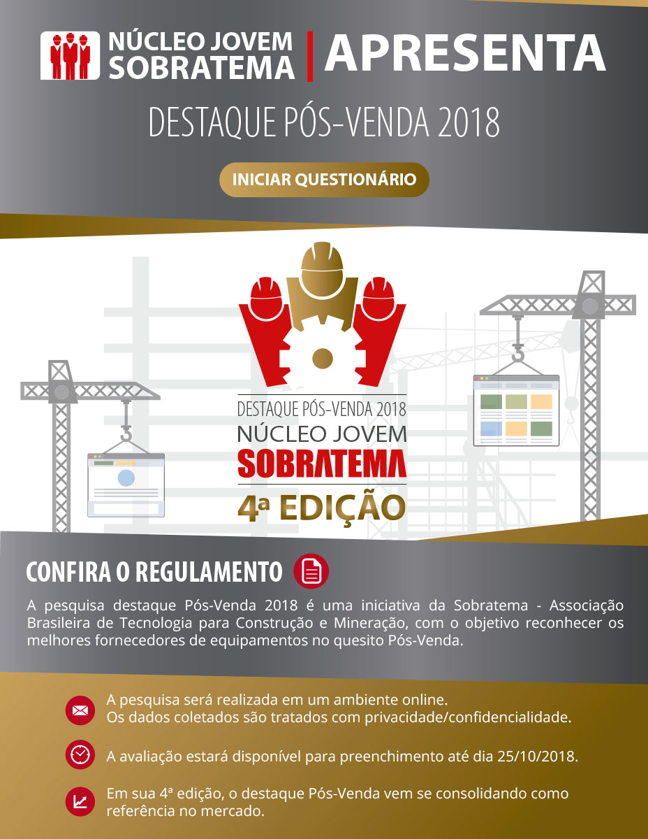 Sobratema revelará marcas mais bem avaliadas na área de pós-vendas no Tendências do Mercado da Construção