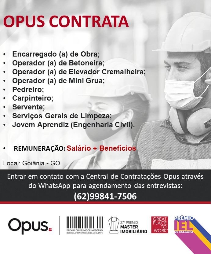 Em ascensão, construção civil cria postos de trabalho; construtora abre vagas em Goiânia